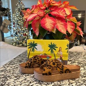 Forever Leopard Print Slide Sandals Size 7 NWT and box